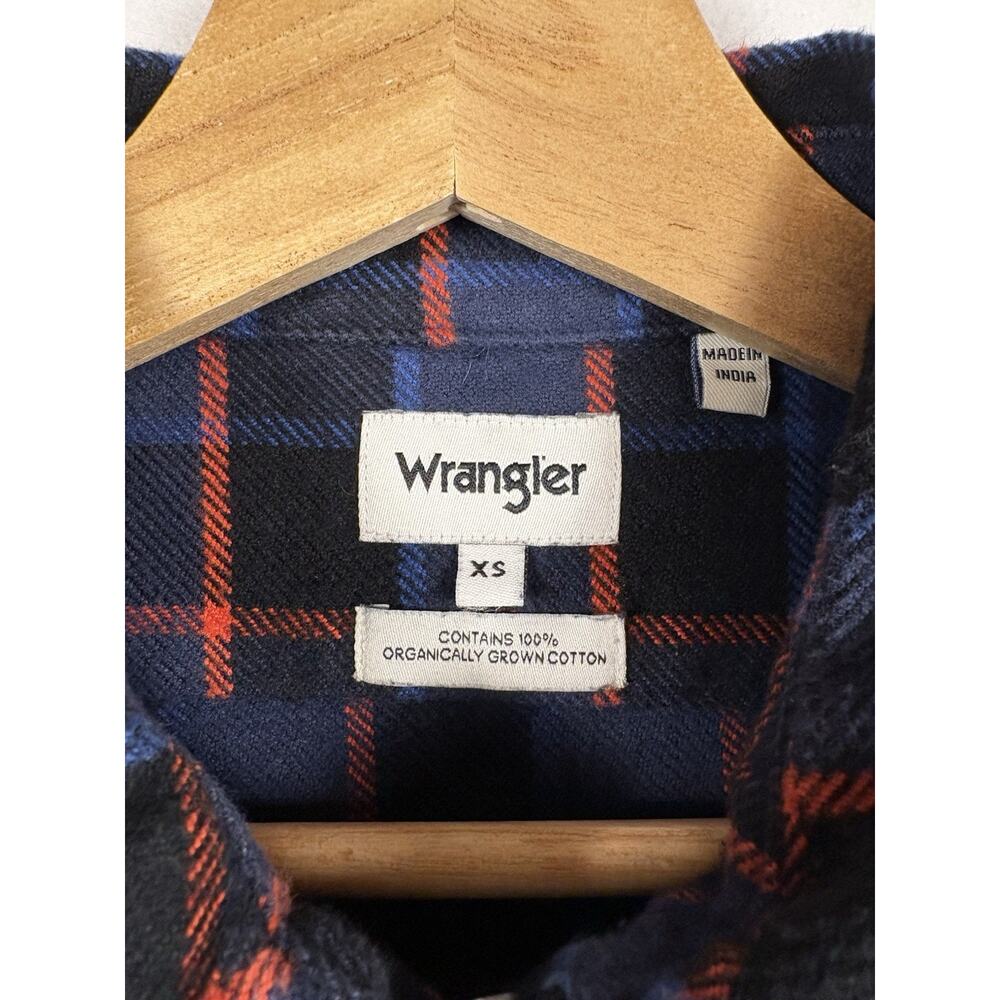 Wrangler Blue Plaid 1/4 Zip Shirt Womens XS Organic Cotton Flannel Workwear - Picture 3 of 11